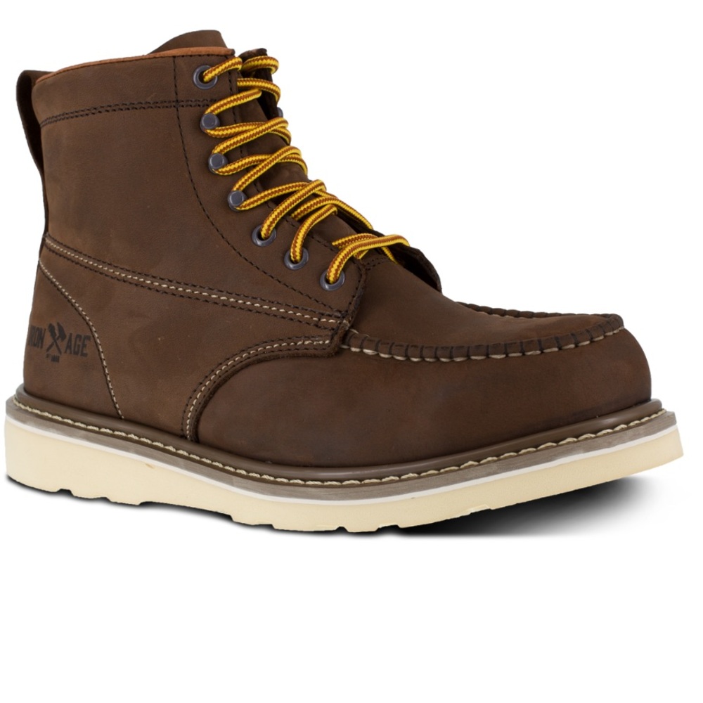 IRON AGE men’s REINFORCER MEN'S BROWN 6" WEDGE WORK BOOT IA5061 - Picture 2 of 15